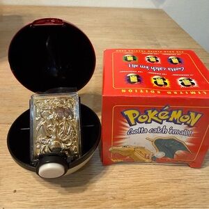 Pokemon Gold Card with Pokeball Display